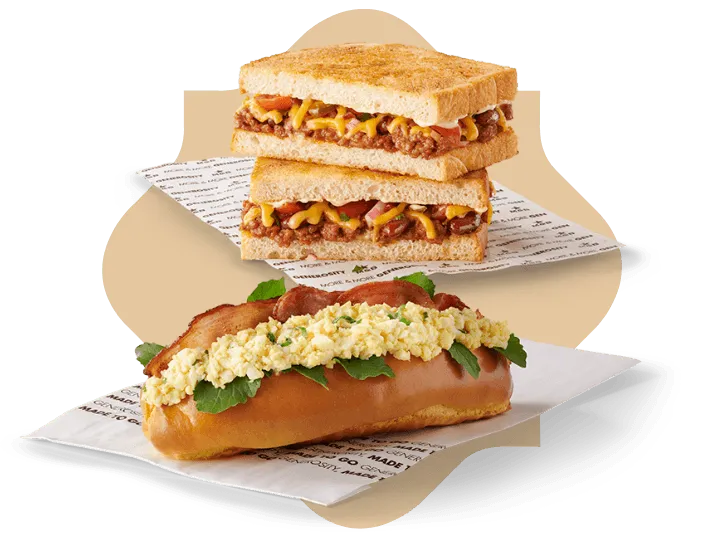 Toasted sandwich and breakfast roll