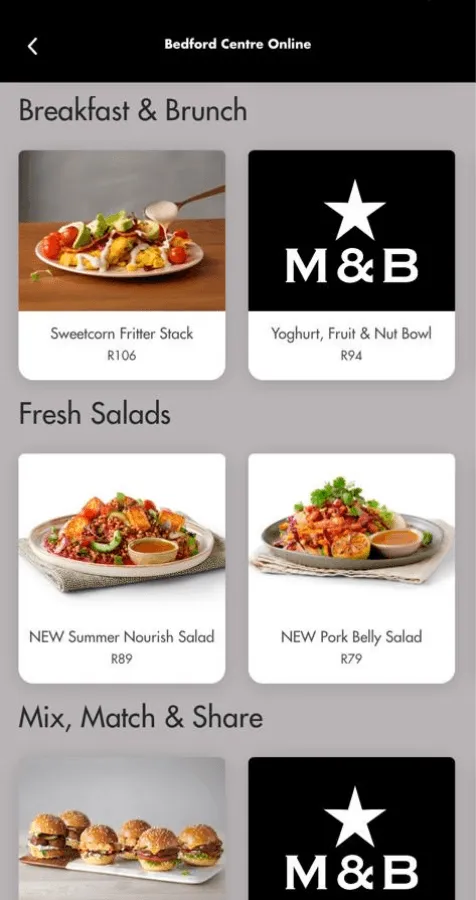 Screenshot of App - Menu