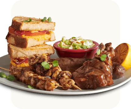 Meat platter on a white plate