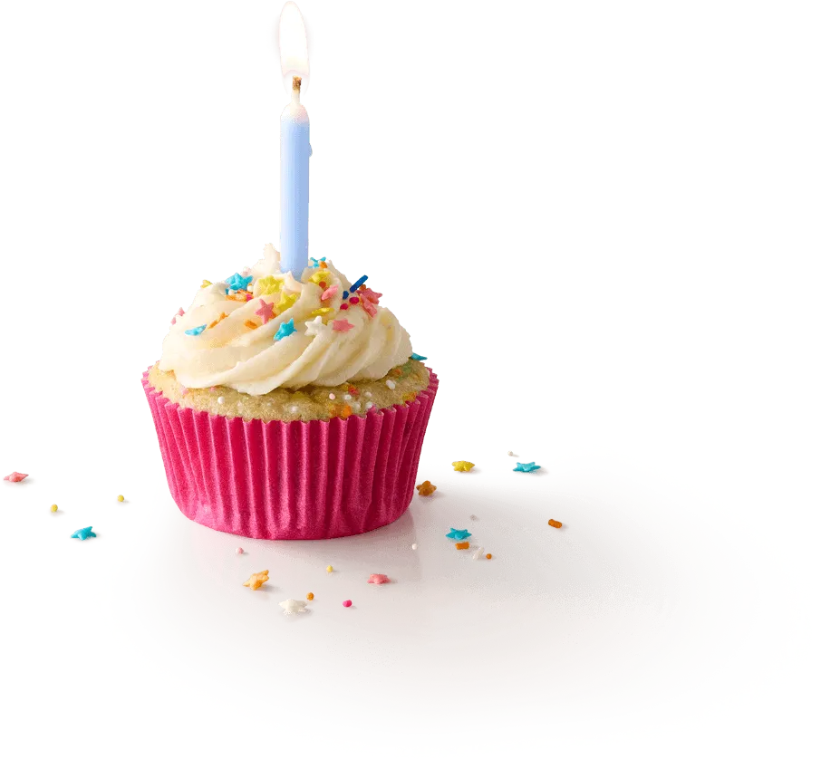 Cupcake with a candle lit