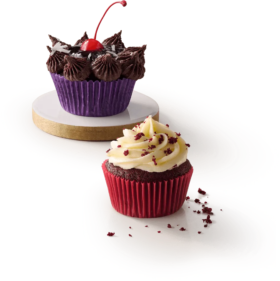 Two cupcakes with frosting