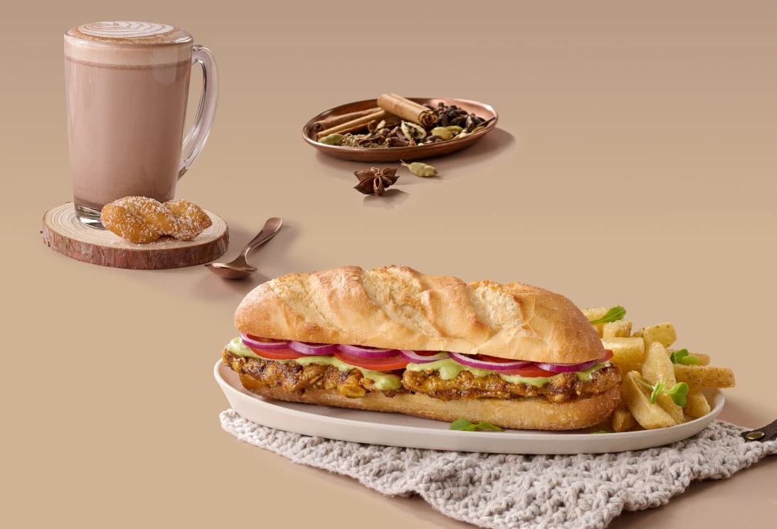 Spice up your winter with our new Butter Chicken Baguette and Masala Chai Latte with koesister Spice up your winter with our new Butter Chicken Baguette and Masala Chai Latte with koesister