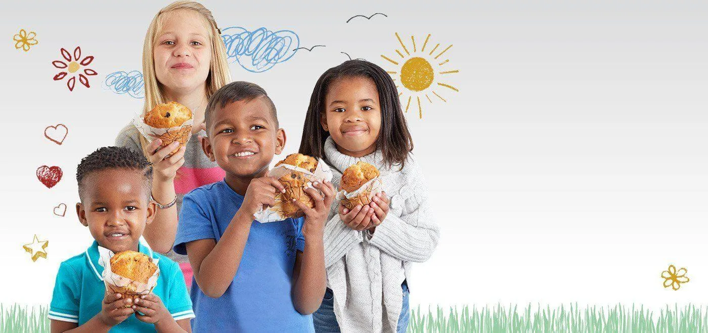 Kids eating muffins