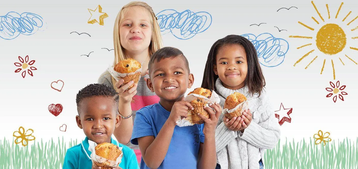 Kids eating muffins