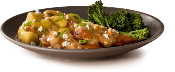 A delicious plate of creamy chicken gnocchi 