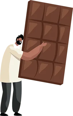 Man holding large chocolate slab illustration